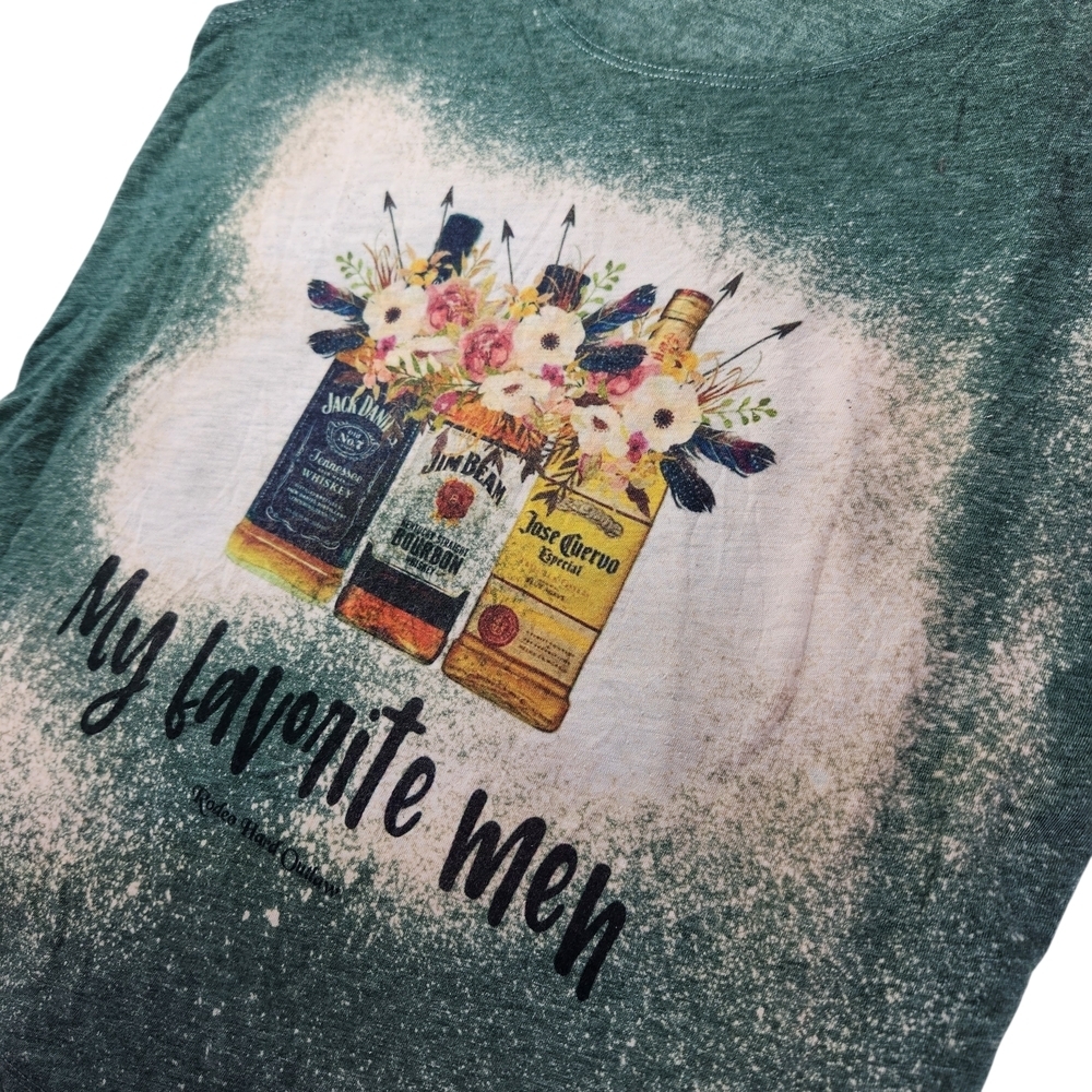 Jack Daniels Jim Beam Jose Cuervo Tank Top Women "My Favorite Men" Medium Green - Picture 11 of 14